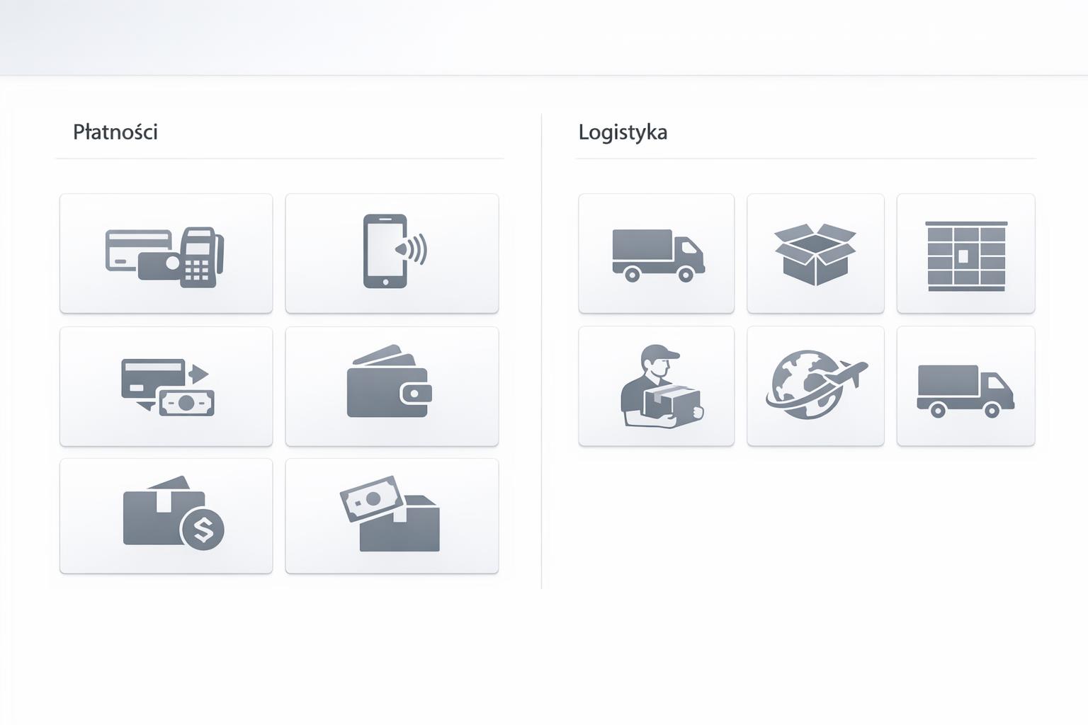 Zdjęcie: ekran z panelami integracji płatności i logistyki